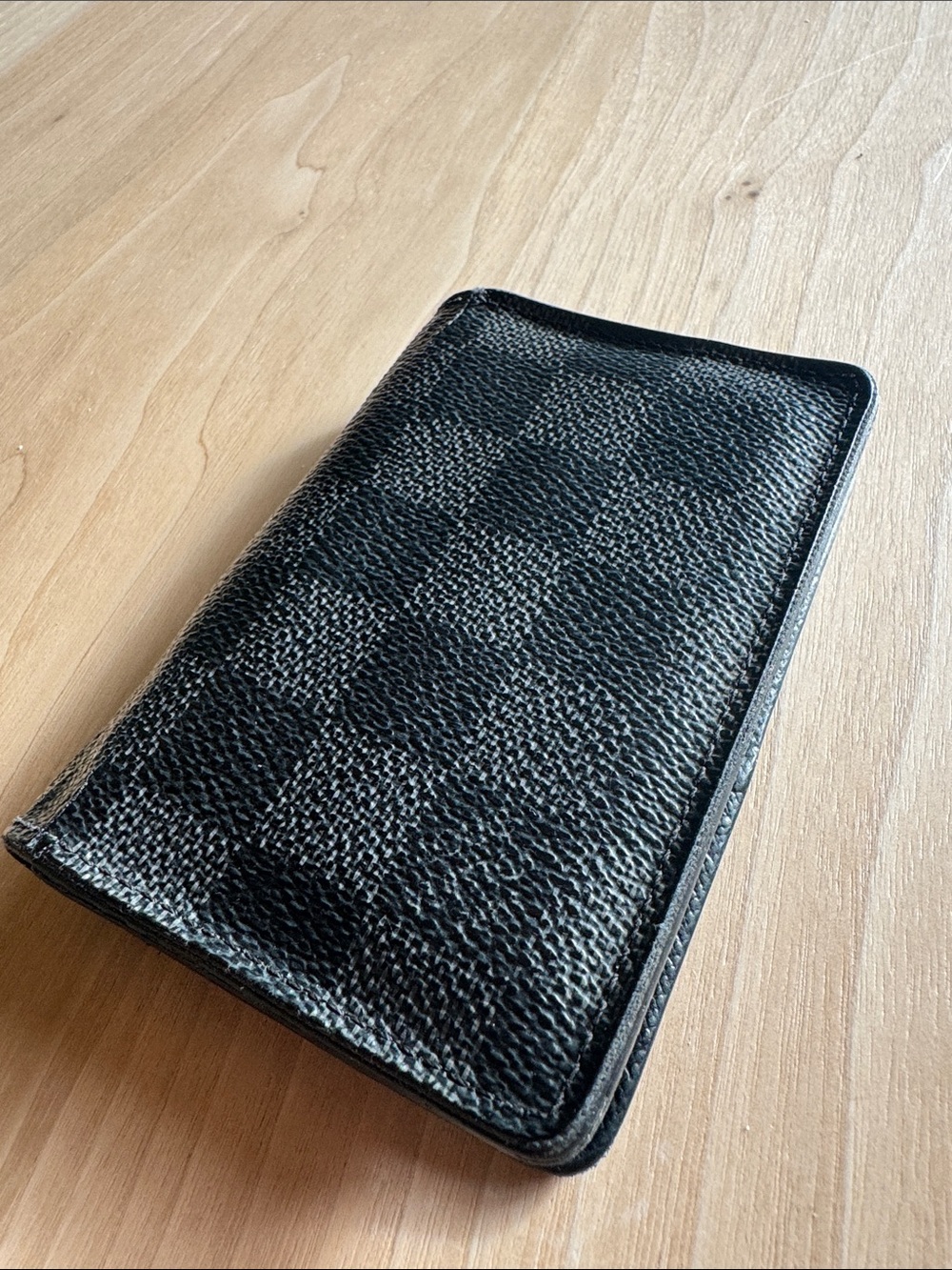 ORIGINAL LOUIS VUITTON POCKET ORGANIZER N63143 Black monograms Leather